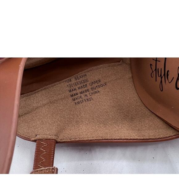 STYLE&CO 'BEAHH' STRAPPY DRESS SHOOTIES COGNAC BROWN SMOOTH WOMENS 10M NEW - Picture 11 of 12